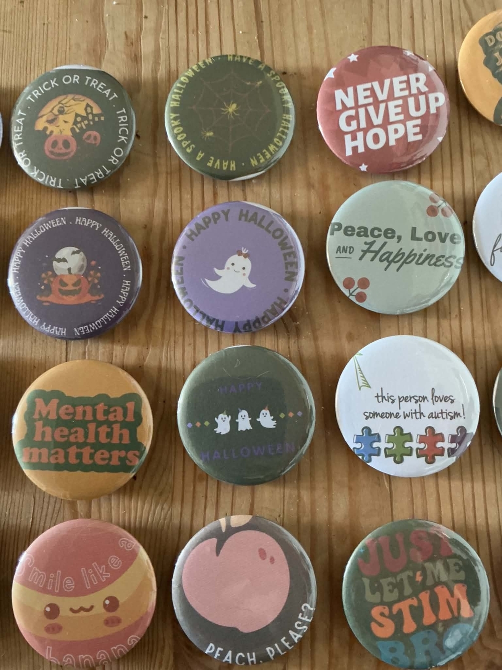 Button Pin Set - Assorted Pastel and Multicolor Designs - Picture 3 of 5